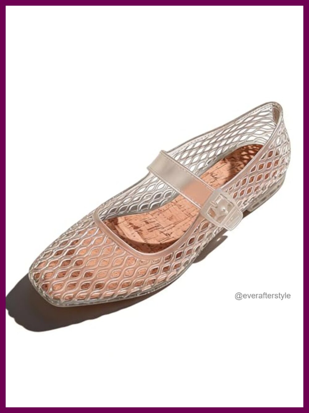 Women's Clear Mesh Mary Jane Flats Square Toe Buckle Comfort Casual